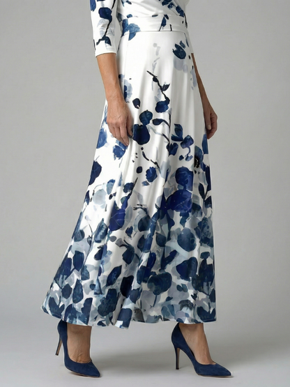 Trini | Vestido Midi Floral con Escote Cruzado y Manga Tres Cuartos