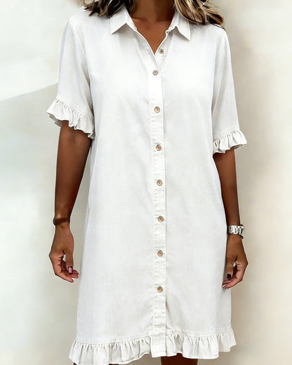 Rosalinda | Vestido Camisero Denim con Volantes
