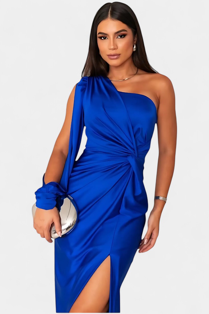 Charlotte | Vestido Asimétrico Drapado de Un Hombro