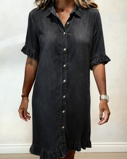 Rosalinda | Vestido Camisero Denim con Volantes