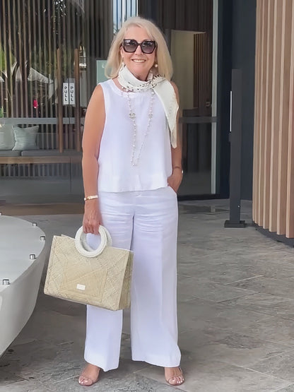 Trinidad | Conjunto Blanco Blusa y Pantalón Ancho