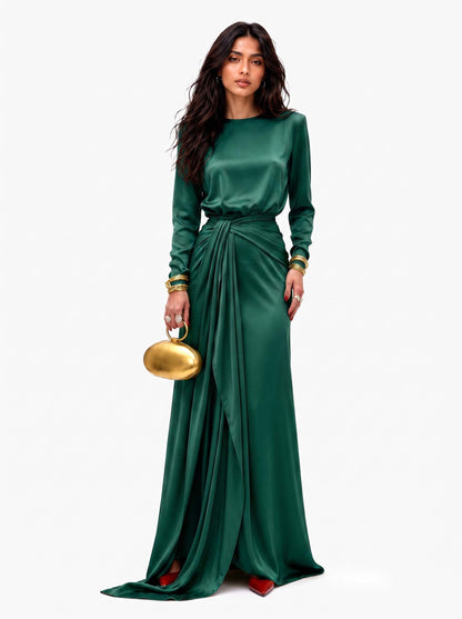 Ondina | Vestido Maxi de Satén Drapeado