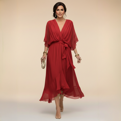 Dora | VESTIDO DE CHIFFON CON ESCOTE EN V