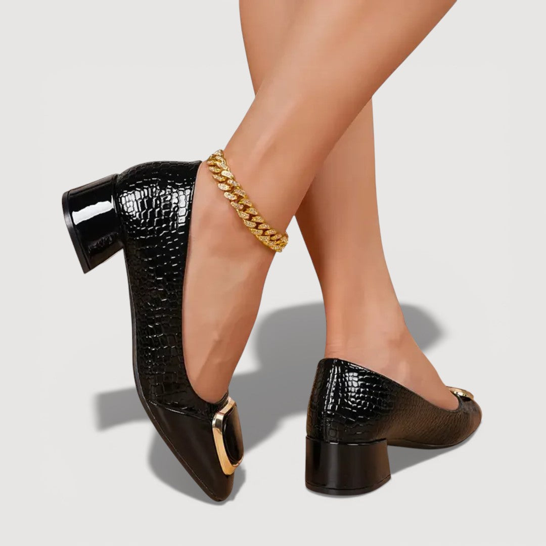Livana | Tacones cuadrados efecto croco