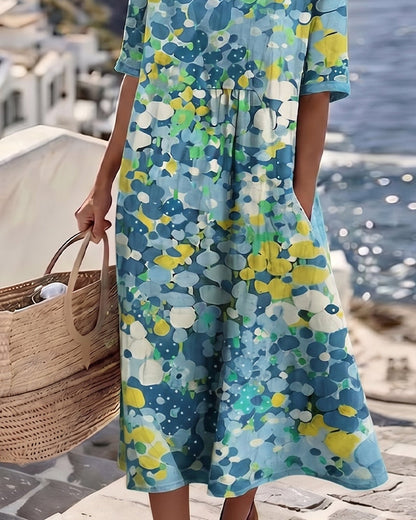 Emília-Jéssica | Vestido Midi Floral Corte A