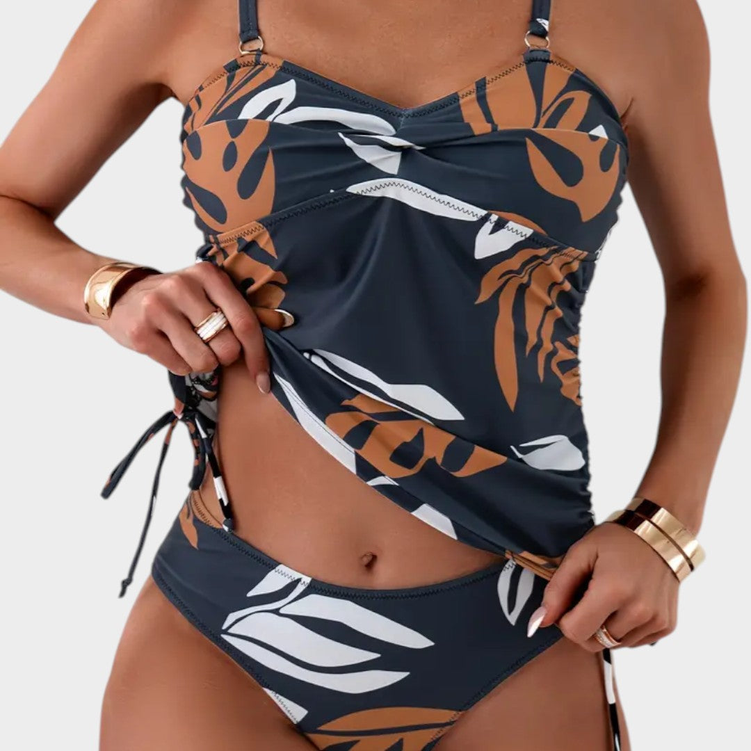 Eustaquia | Bañador entero tropical con detalle de cordón