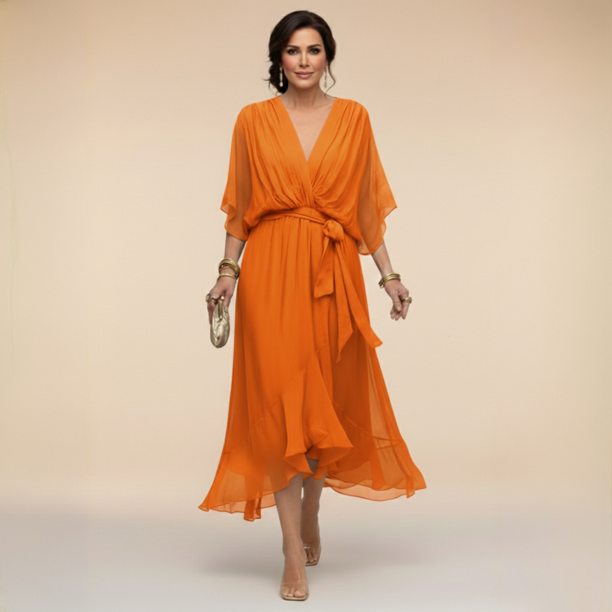 Dora | VESTIDO DE CHIFFON CON ESCOTE EN V
