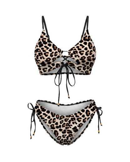 Casiana | Bikini con lazada frontal y estampado animal print