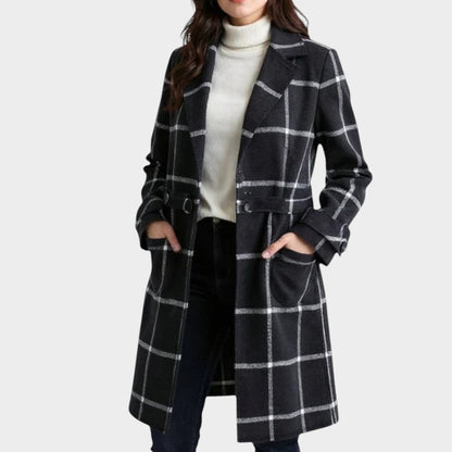 Florina | Abrigo Clásico de Invierno con Estampado de Cuadros