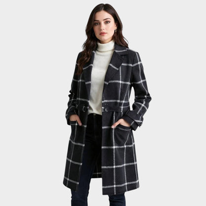 Florina | Abrigo Clásico de Invierno con Estampado de Cuadros
