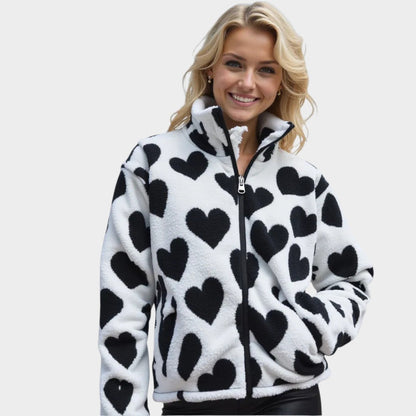 Dianne | Chaqueta reversible con estampado de corazones y diseño cómodo