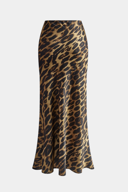 Elena | Falda Maxi Slim con Estampado de Leopardo