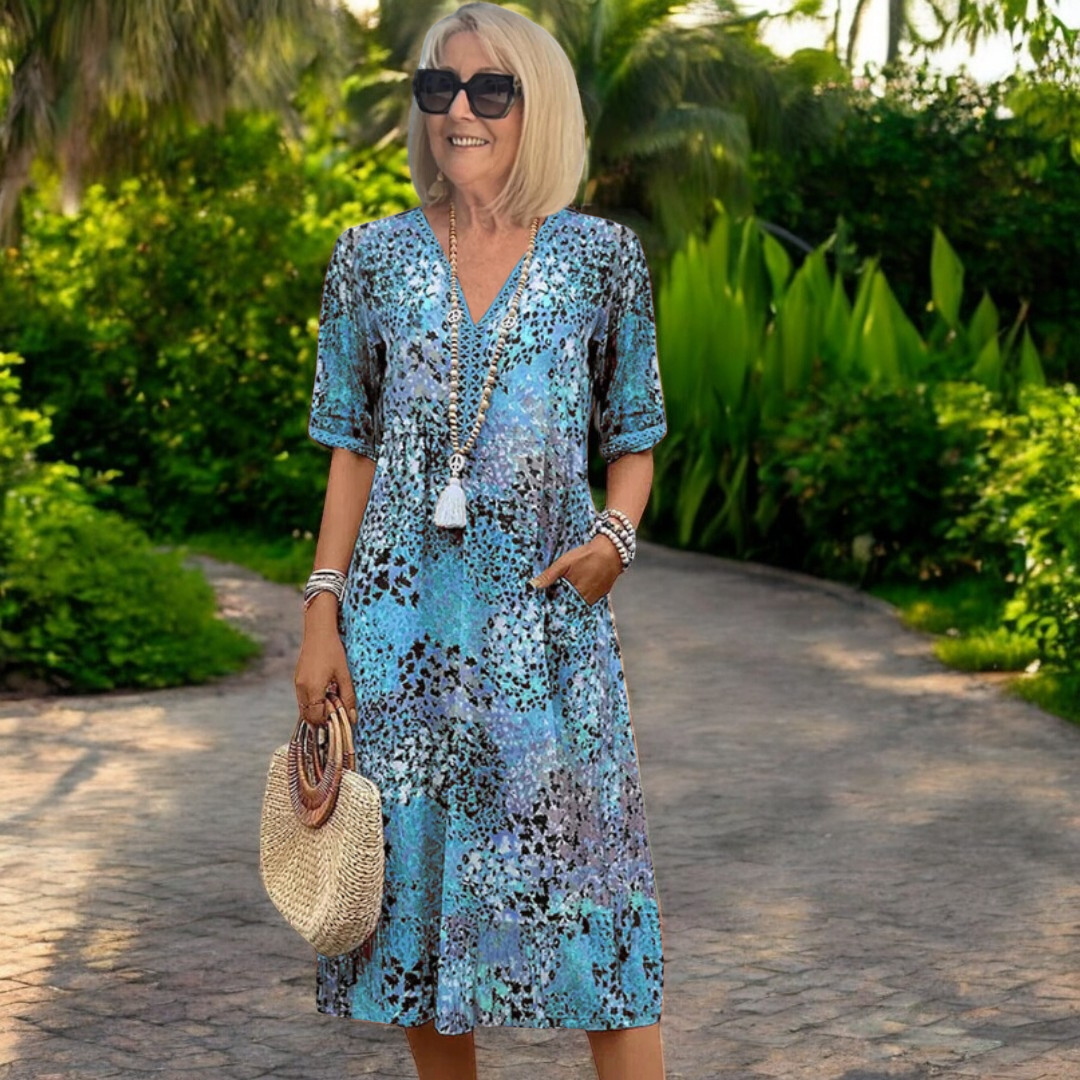 Iris | Vestido Fluido con Estampado Boho
