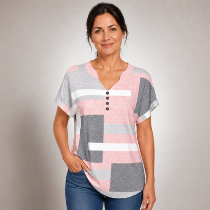 Jesusa | Blusa de Bloques de Color con Escote en V