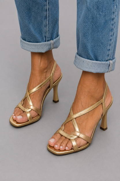 Virginia | Sandalias de Tacón con Tiras Cruzadas
