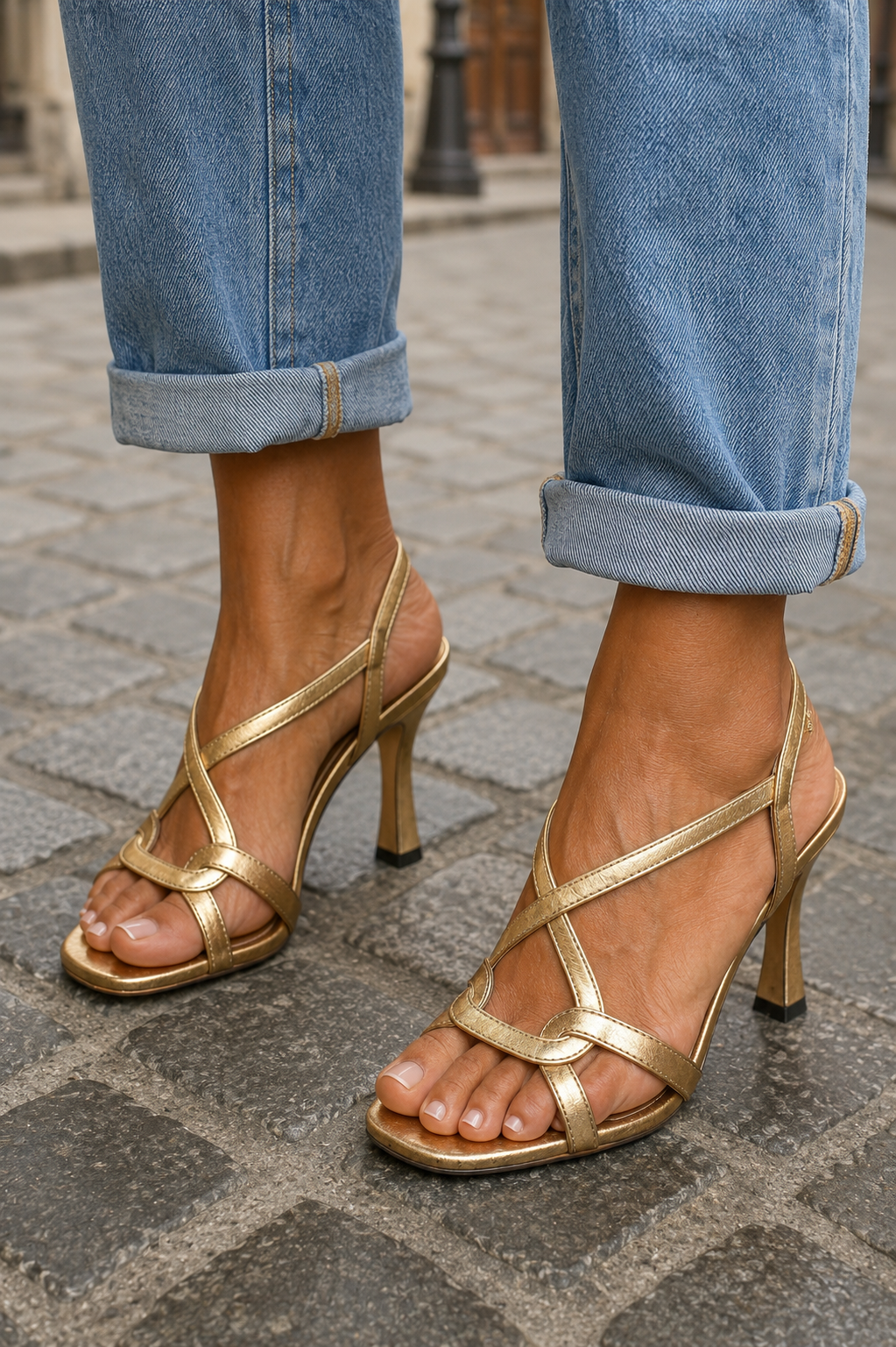 Virginia | Sandalias de Tacón con Tiras Cruzadas