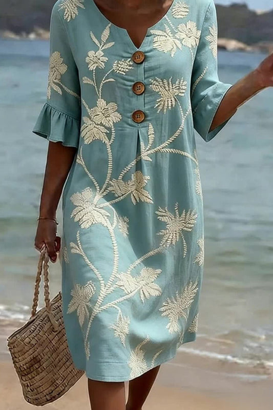 Alba | Vestido de Lino con Estampado Floral