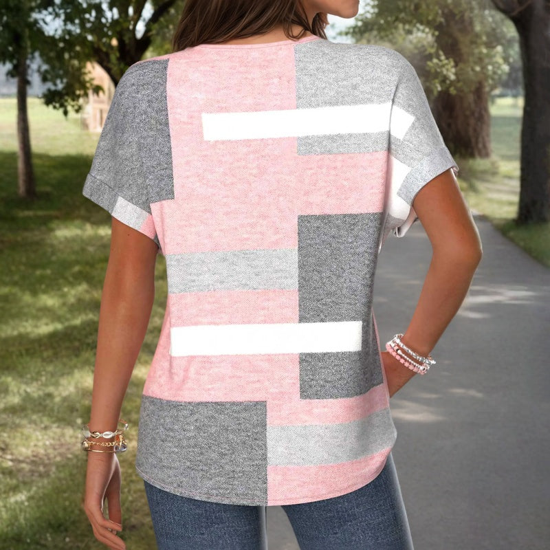Jesusa | Blusa de Bloques de Color con Escote en V
