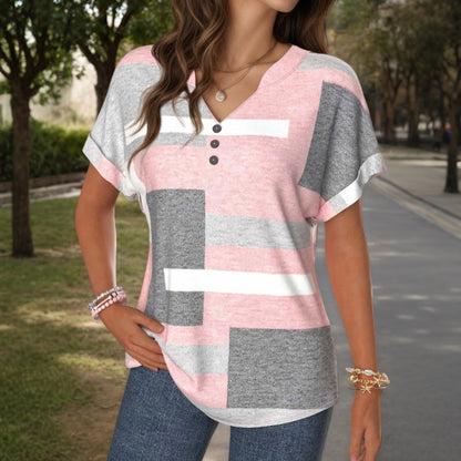Jesusa | Blusa de Bloques de Color con Escote en V