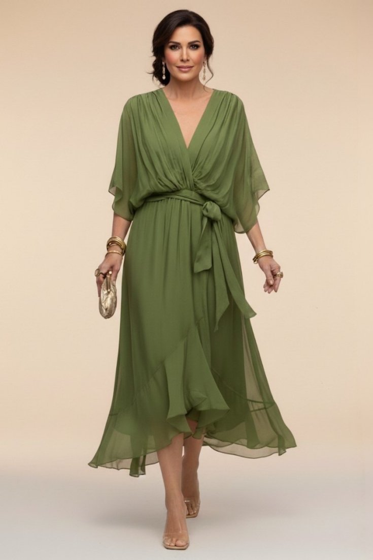 Dora | VESTIDO DE CHIFFON CON ESCOTE EN V