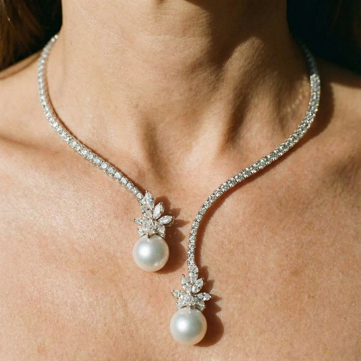 Sandra | de perlas elegante y brillante en plata