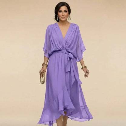 Dora | VESTIDO DE CHIFFON CON ESCOTE EN V