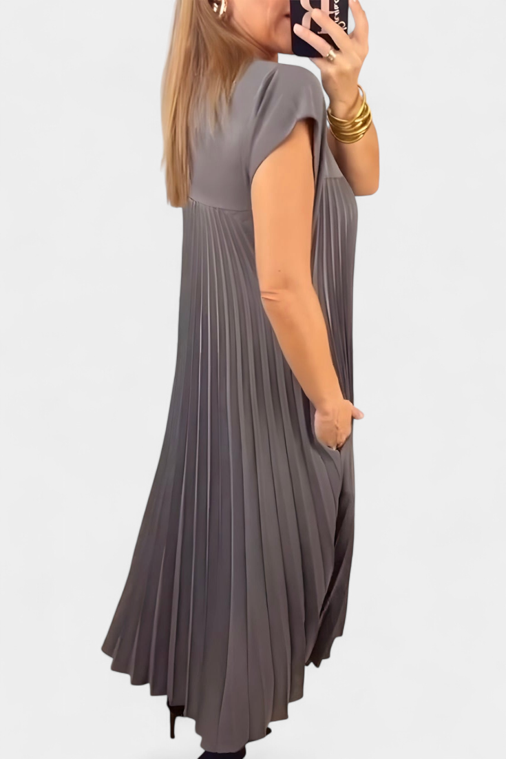 Manuela | Vestido Sin Mangas con Pliegues y Cintura Alta