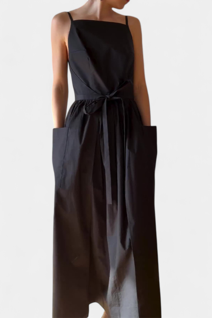 Dezi | Vestido Largo Sin Tirantes con Cordones Laterales Ajustables