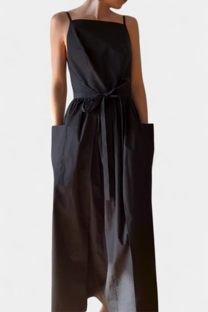 Dezi | Vestido Largo Sin Tirantes con Cordones Laterales Ajustables