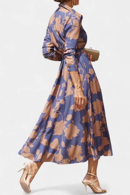 Samaria | Vestido Midi de Botones con Cuello Floral