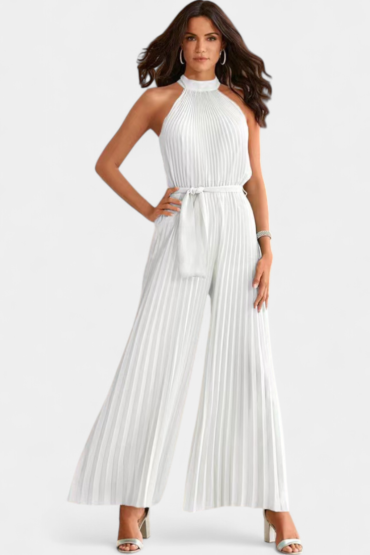 Patrizia | Mono Palazzo Plisado con Cuello Halter