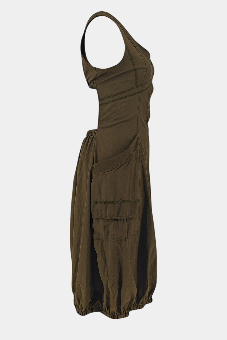 Katana | Vestido Midi con Dobladillo de Burbujas y Corsé Ajustado