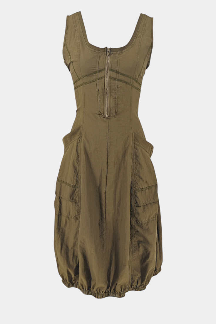 Katana | Vestido Midi con Dobladillo de Burbujas y Corsé Ajustado