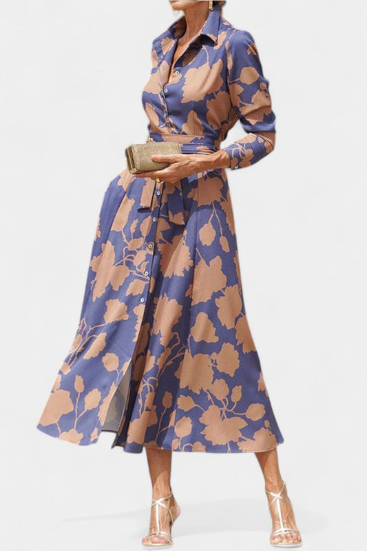 Samaria | Vestido Midi de Botones con Cuello Floral