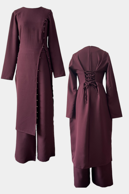 Melissa | Conjunto Casual Suave de Blusa con Botones y Pantalones Largos