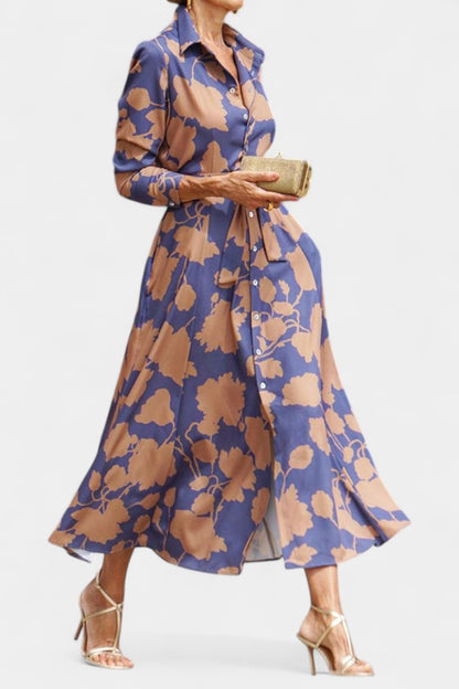 Samaria | Vestido Midi de Botones con Cuello Floral
