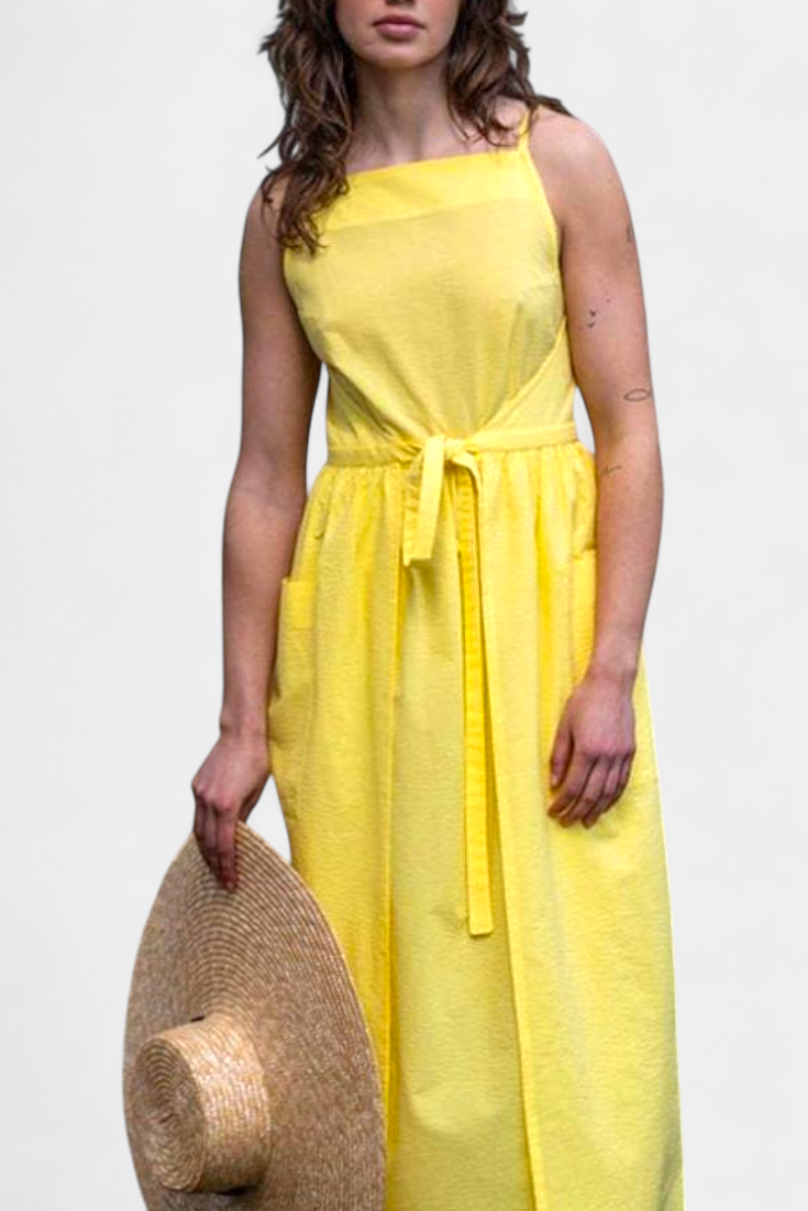 Dezi | Vestido Largo Sin Tirantes con Cordones Laterales Ajustables