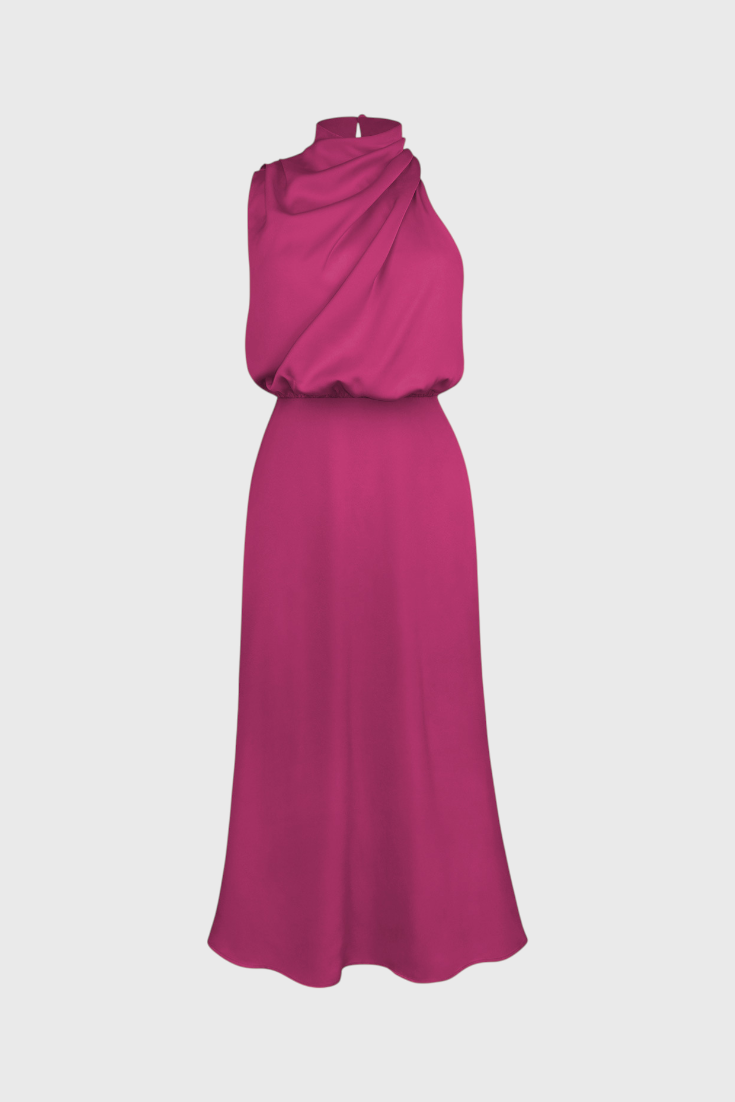 Rina | Vestido Elegante de Cuello Halter Drapeado