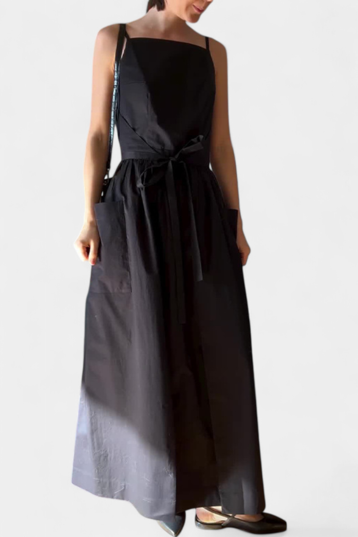 Dezi | Vestido Largo Sin Tirantes con Cordones Laterales Ajustables