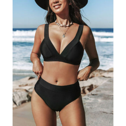 Sinforosa | Bikini liso de tiro alto con top en V