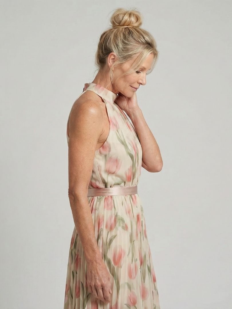 Fanny | Vestido Midi Halter Floral con Cinturón