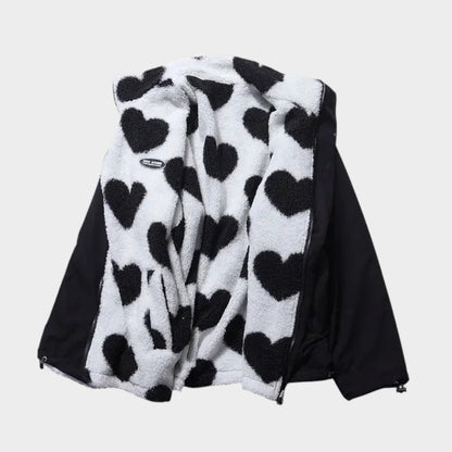 Dianne | Chaqueta reversible con estampado de corazones y diseño cómodo
