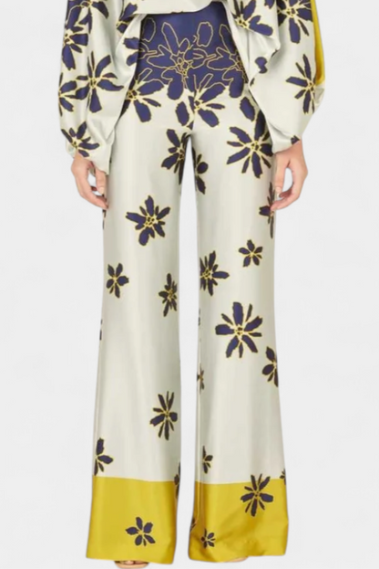 Joana-Maria | Conjunto de Dos Piezas con Hombros Descubiertos y Pantalones Amplios Estampados