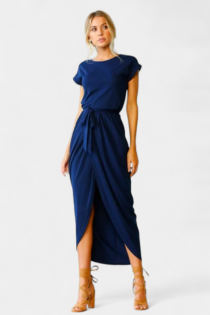 Clarissa | Vestido Midi Envolvente con Abertura Lateral