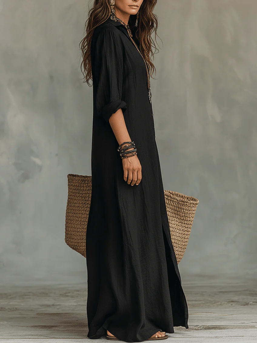 Íris-Luísa | Vestido Largo Suelto con Botones