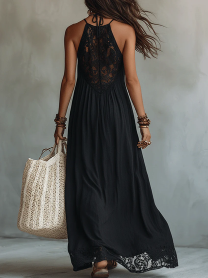 Estefanía | Vestido Largo Halter con Encaje