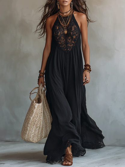 Estefanía | Vestido Largo Halter con Encaje