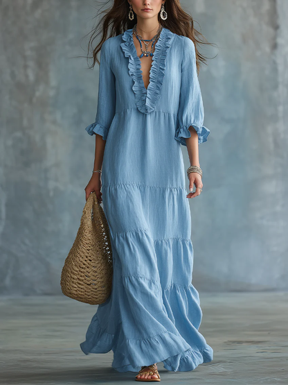 Anita | Vestido Largo Bohemio con Escote en V