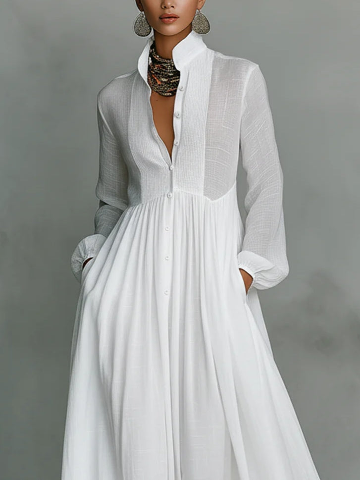 Silvia | Vestido Largo Minimalista con Cuello Alto