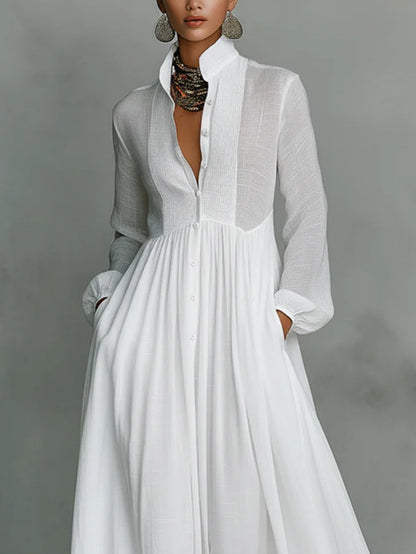 Silvia | Vestido Largo Minimalista con Cuello Alto